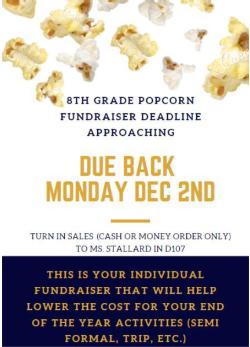 8th Grade Popcorn Fundraiser